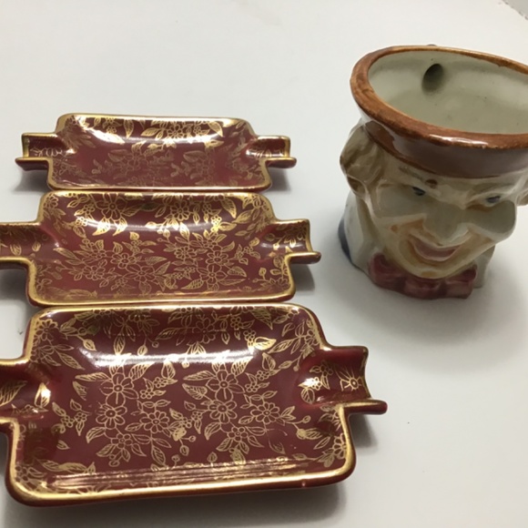Vintage MCM Miniature Toby Face Mug Colonial Man & Empire ware ashtrays - Picture 2 of 6